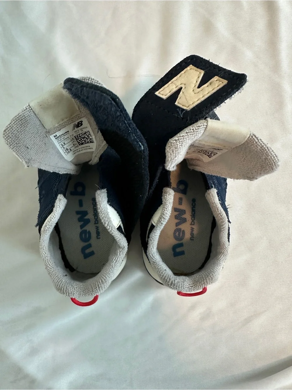 New Balance 574 Navy & White Baby Velcro Sneakers